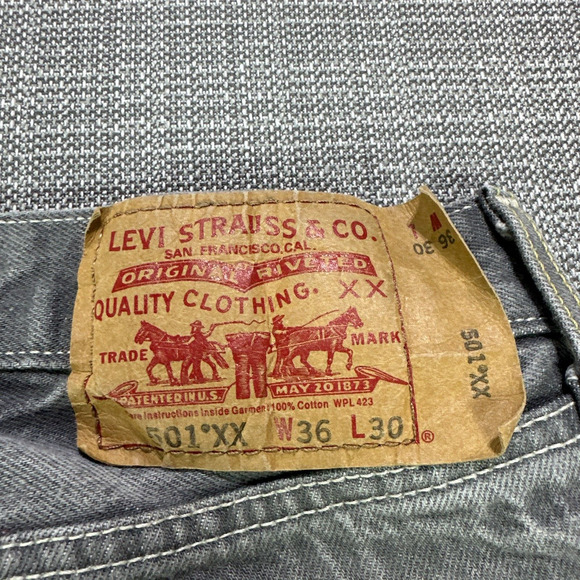 Levis 501XX Jeans Mens 36x30 tag actual 34x27 Straight Fit Grey Button Fly - Picture 10 of 13